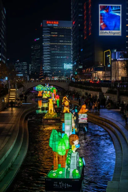 Seoul Lantern Festival along Cheonggyecheon Stream in Seoul, South Korea on November 29, 2021